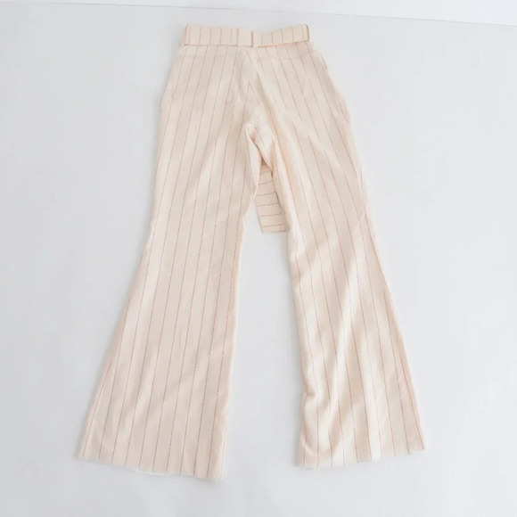 Orseund Iris Cream w Red Pinstripe Wide Leg Mid-Rise Crop Dress Pants Trousers 6 - Picture 13 of 14